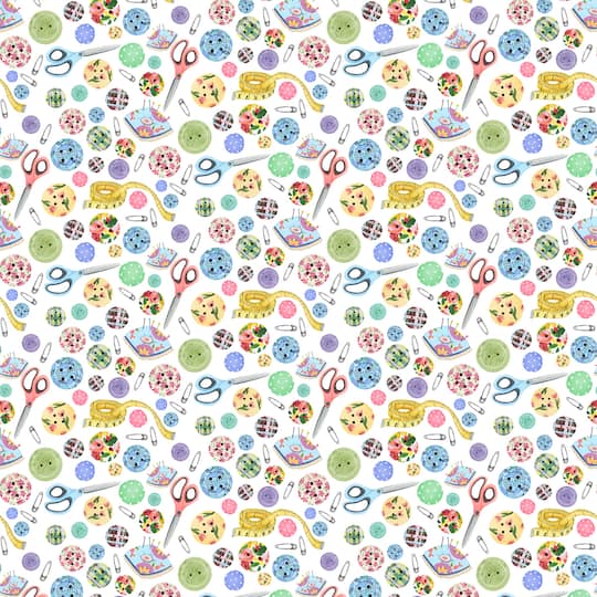 Springs Creative Buttons Toss Cotton Fabric